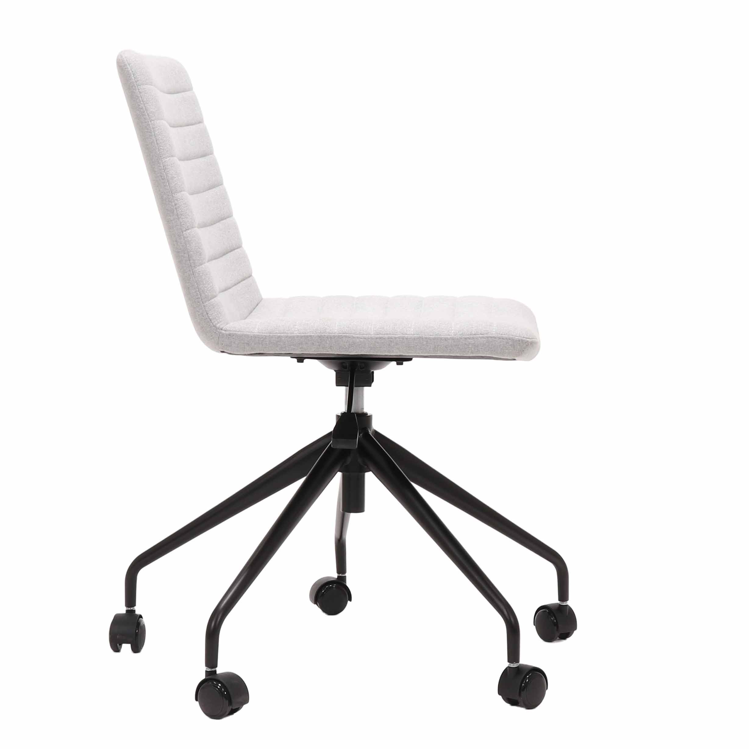 Pixel 5 Star Swivel Chair - No arms - Light Grey Fabric - Black Base